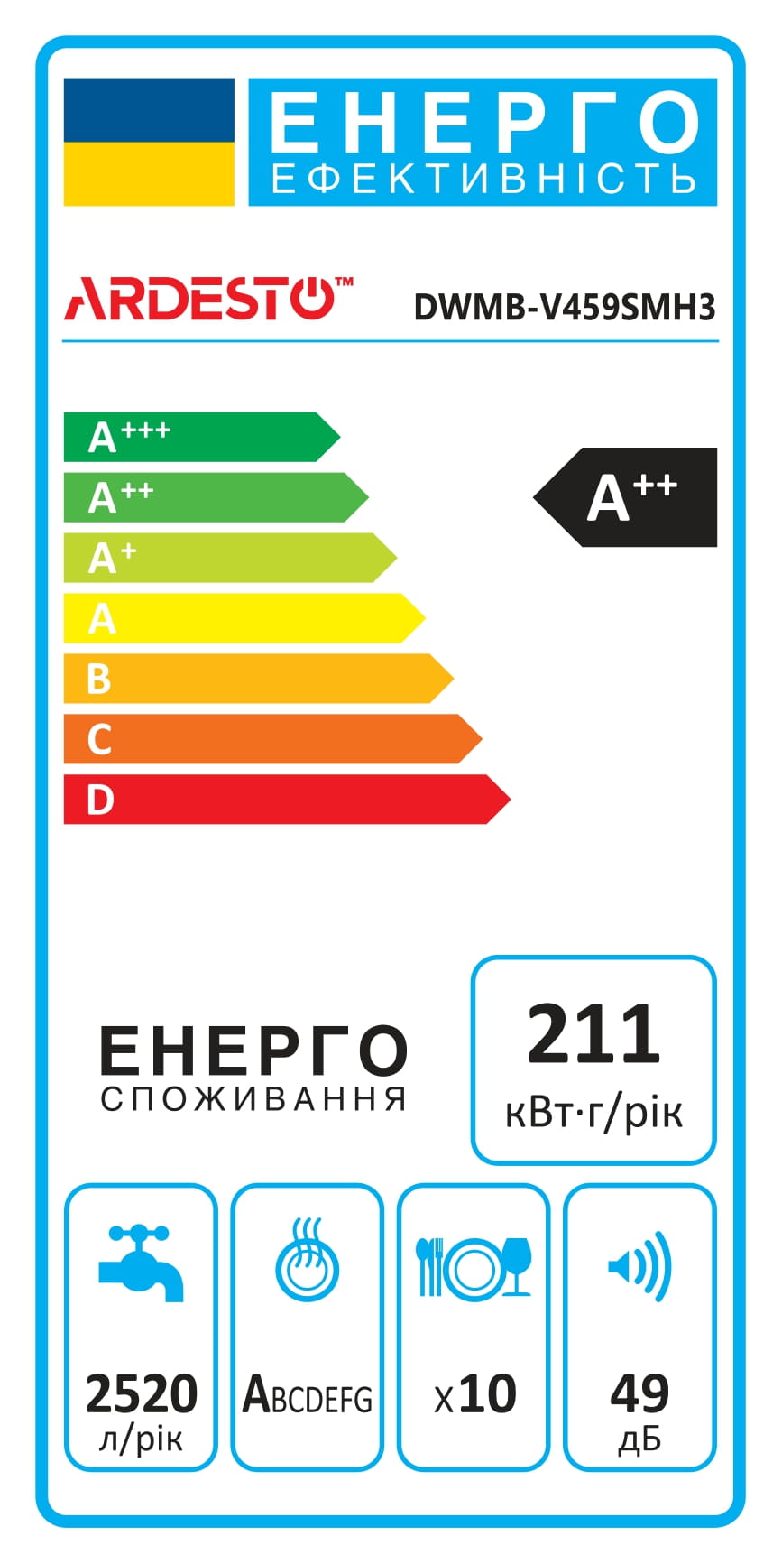 Посудомоечная машина Ardesto DWMB-V459SMH3 цена 13799 грн - фотография 2