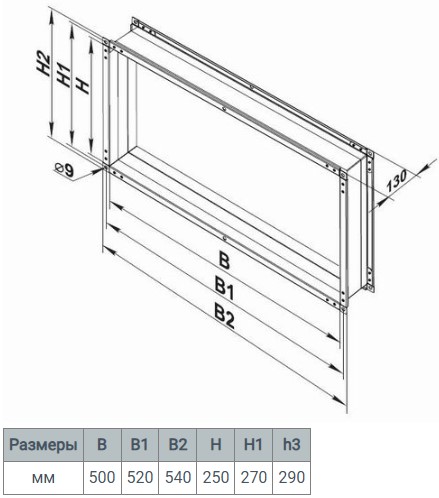 Вентс ВВГ 500*250 Габаритные размеры