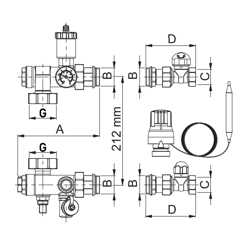 Roho R70-100075 - 1"х3/4" (без насосу) (RO0149) Габаритні розміри