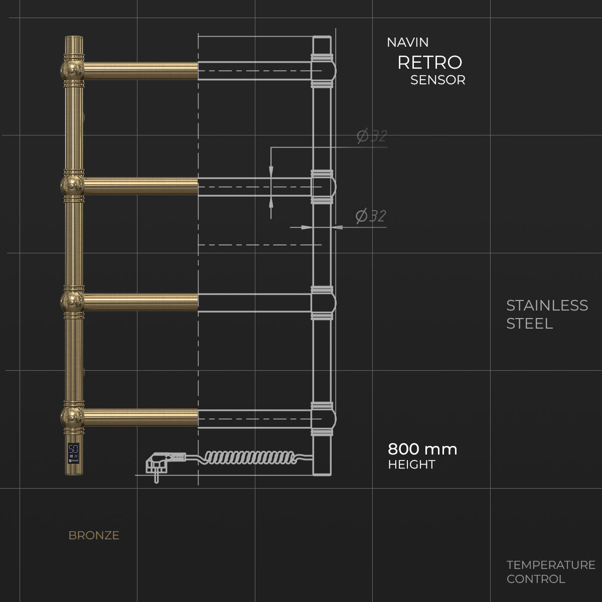 Рушникосушка Navin Ретро 500х800 Sensor (10-540133-5080) відгуки - зображення 5