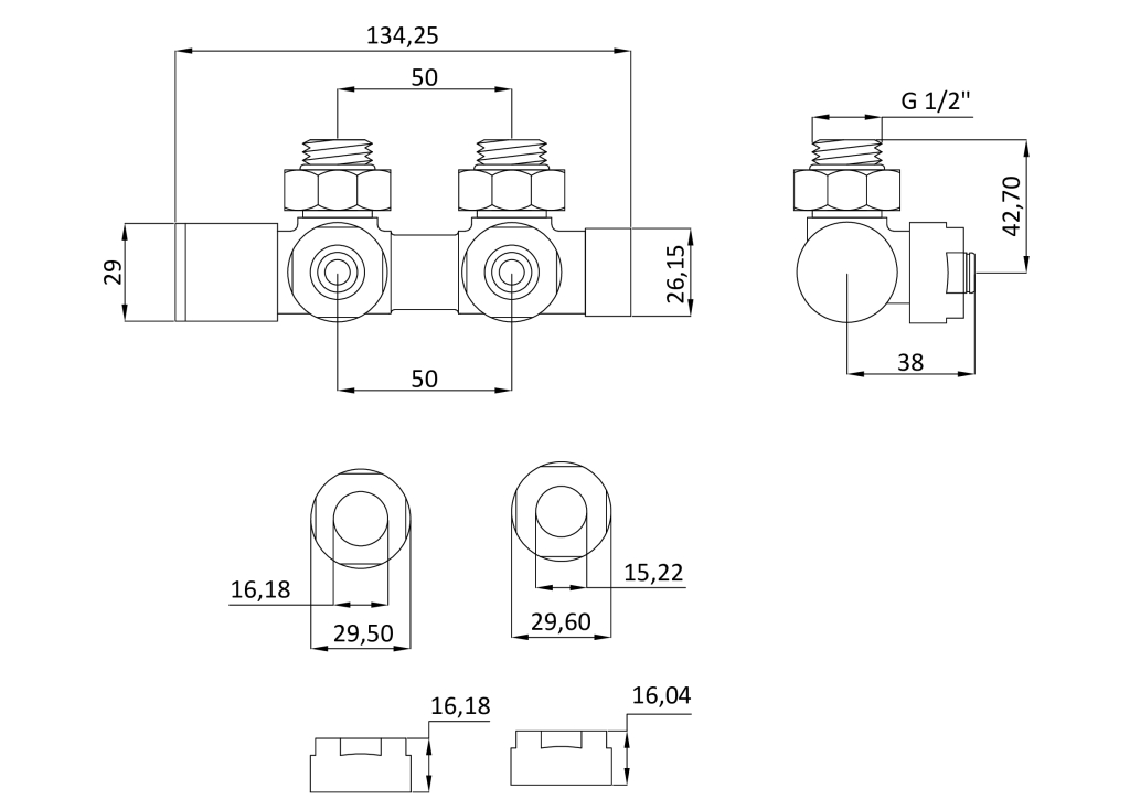 Invena Duoplex CZ-96-B15 білий Габаритні розміри