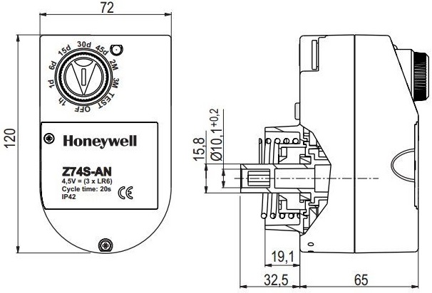 Honeywell Resideo Z74S-AN Габаритні розміри