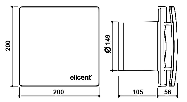 Elicent Elegance 150 T Graphite Габаритні розміри