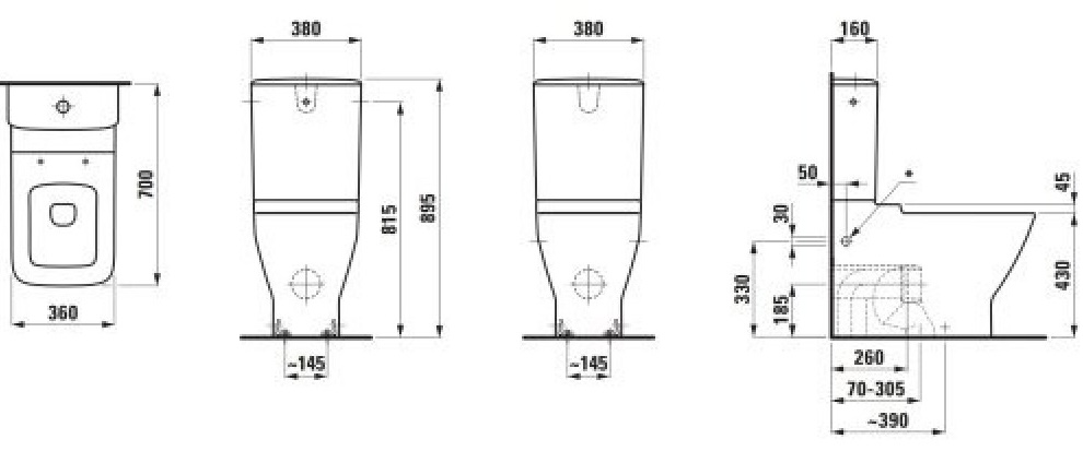 Laufen Palace H8247060000001R Габаритні розміри