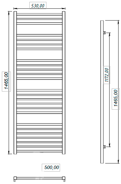 Polywarm WL 25/53 чорний Габаритні розміри