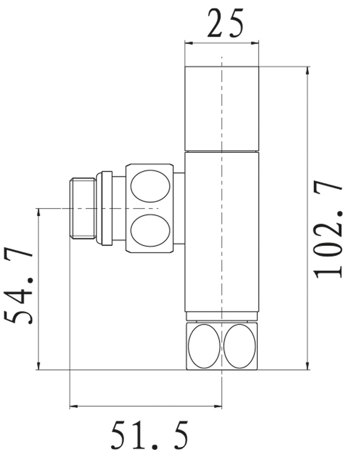 Raftec Quadro угловой, 1/2х1/2 хром, 2шт. Габаритные размеры