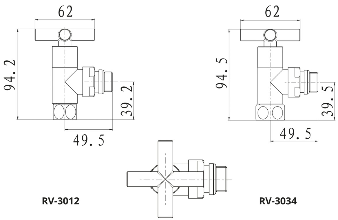 Raftec Premium 1/2х1/2 кутовий, хром, 2шт. Габаритні розміри