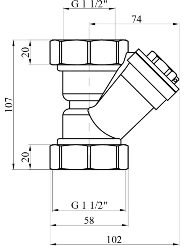 Karro 1 1/2" KR-7006 Габаритные размеры