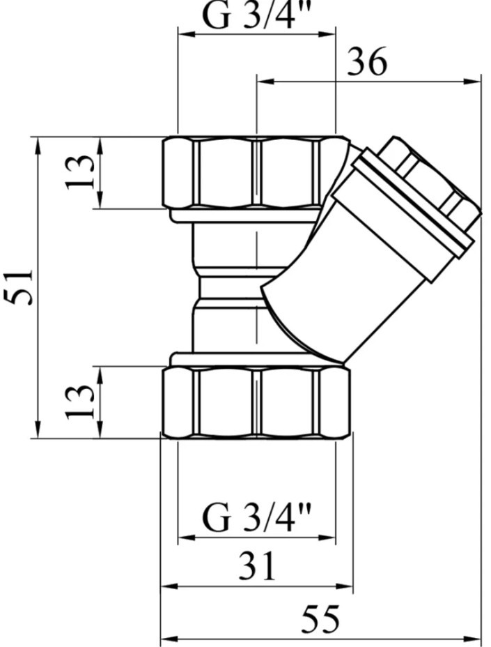 STA (DN) 20 ВВ (CV017521) Габаритные размеры