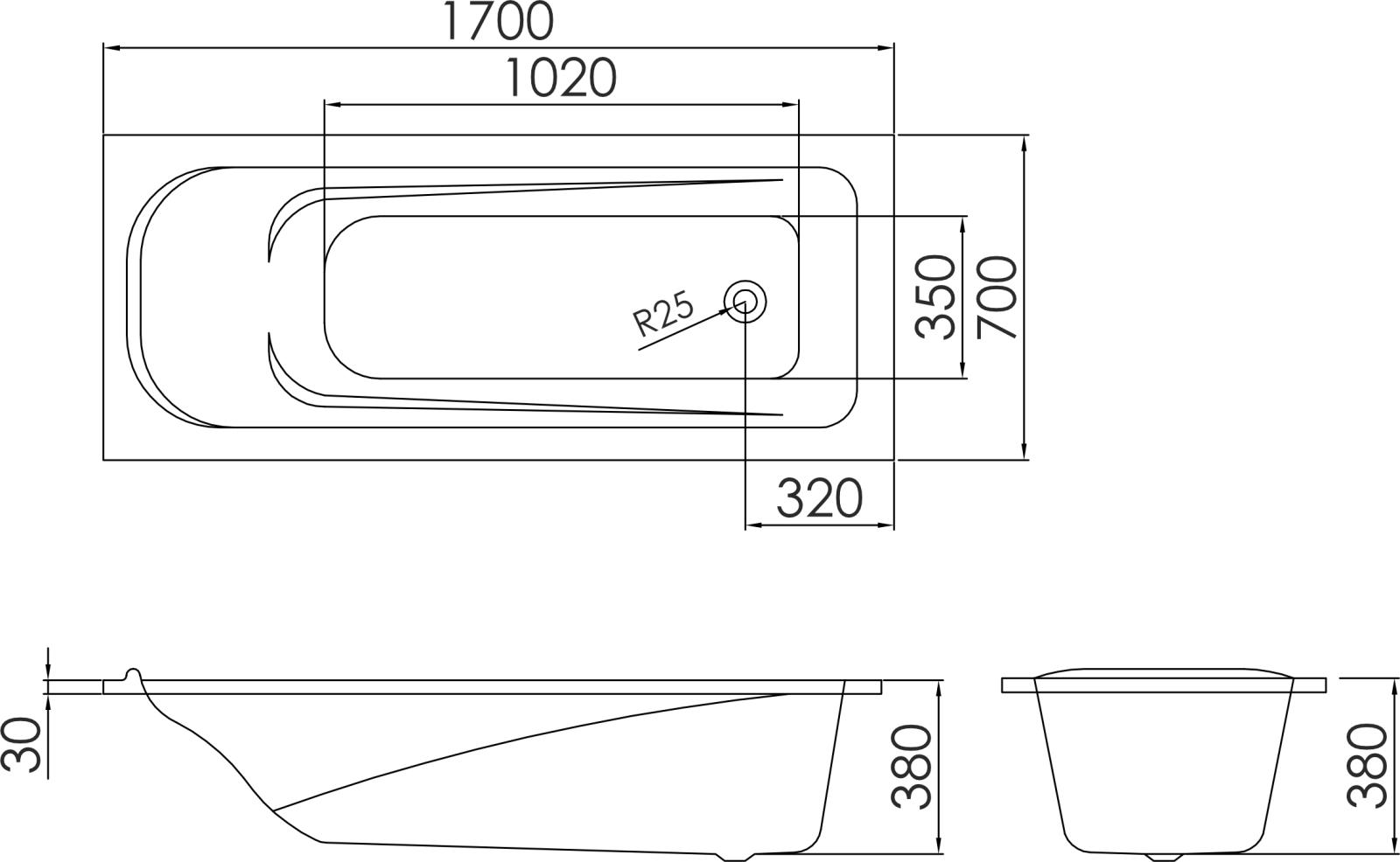 Eger Tisza 170x70x40 (588-2117) Габаритные размеры