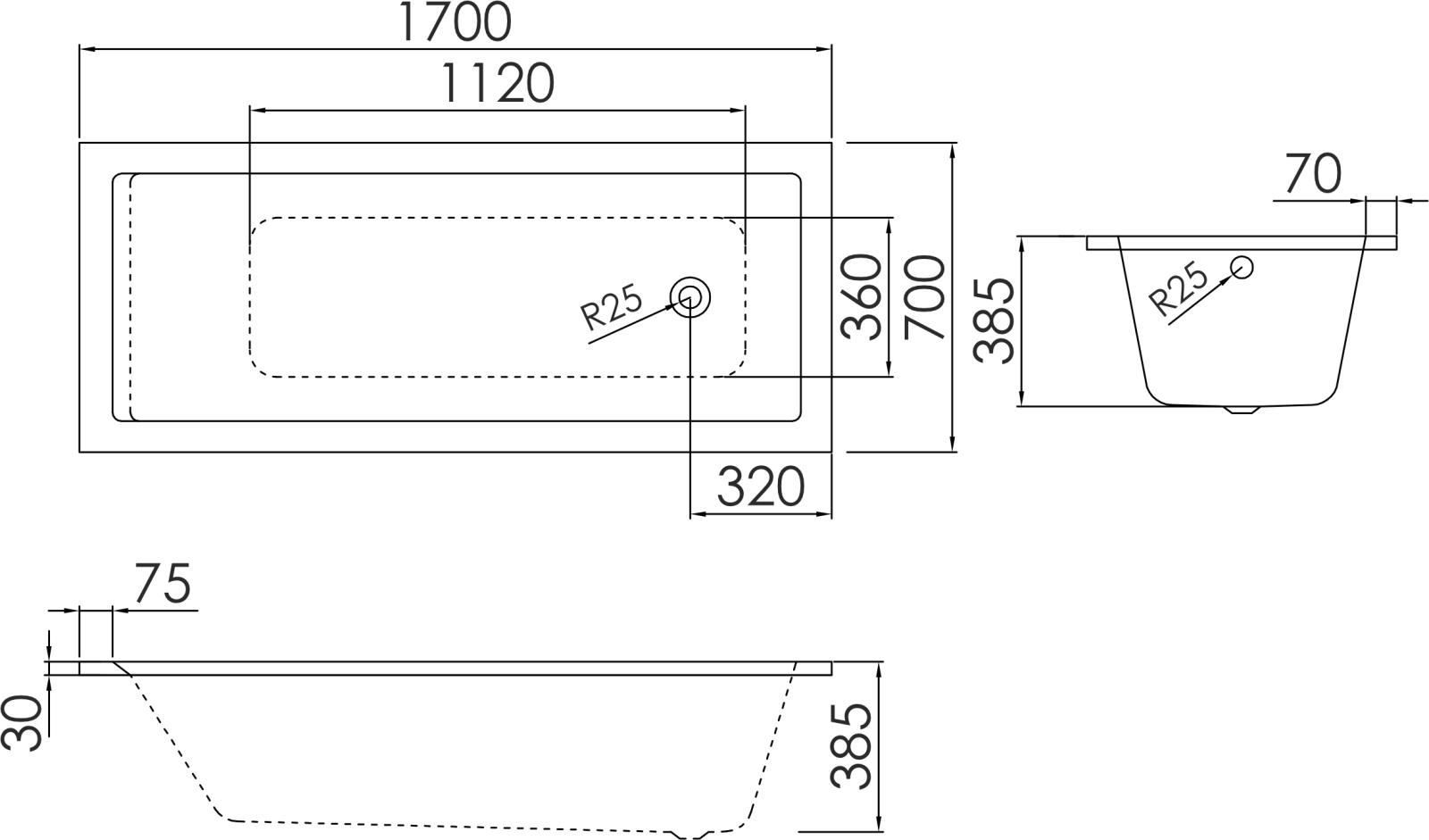 Eger VIZ 170x70x40 (588-0517) Габаритные размеры