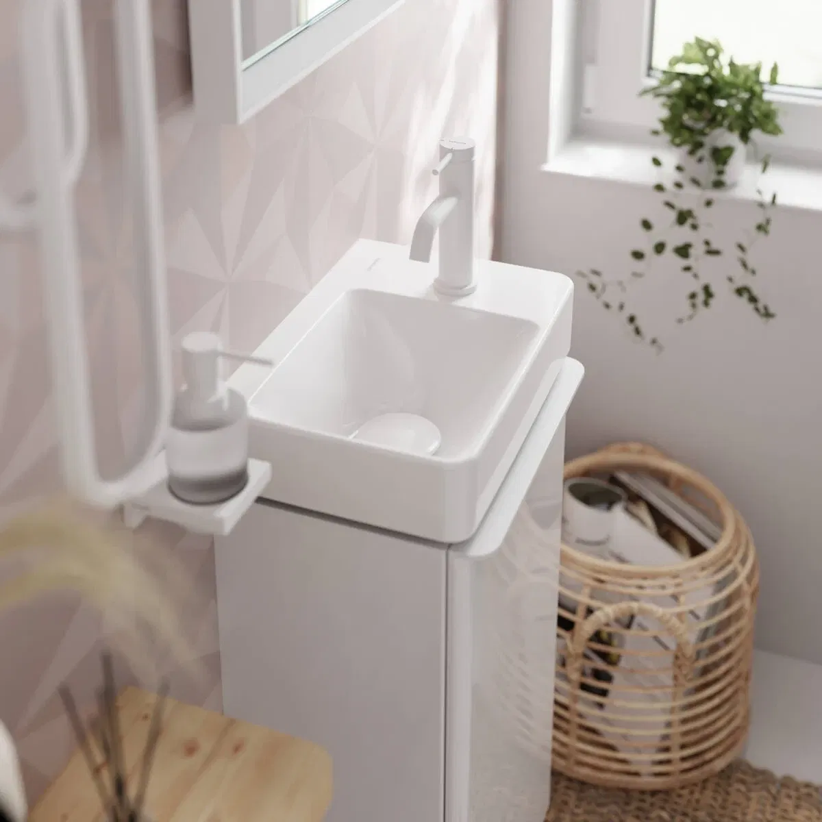 Змішувач для умивальника Hansgrohe Tecturis S 80 CoolStart Matt White (73302700) ціна 11217 грн - фотографія 2