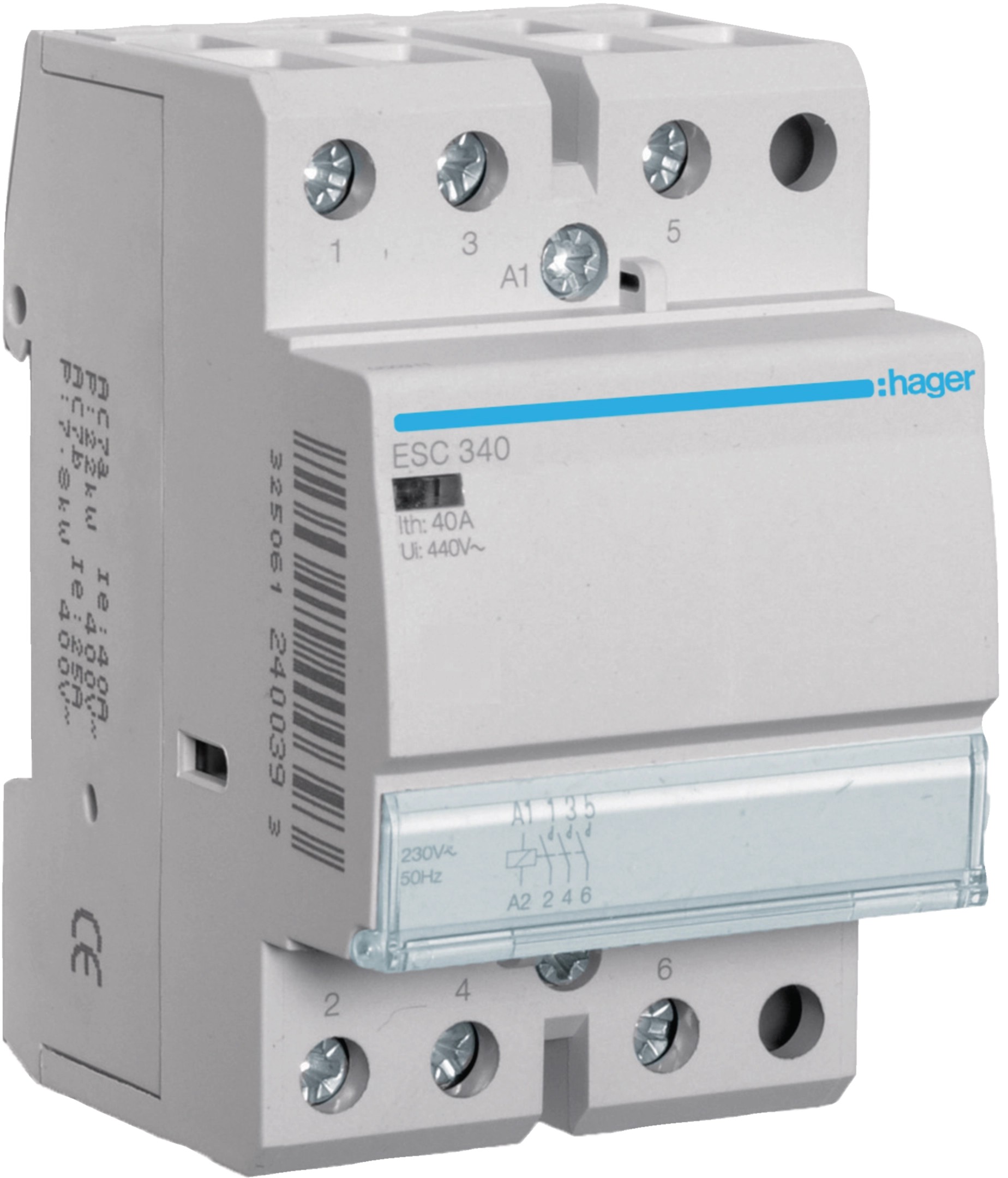 Контактор Hager 40A, 3НО, 230В (ESC340)