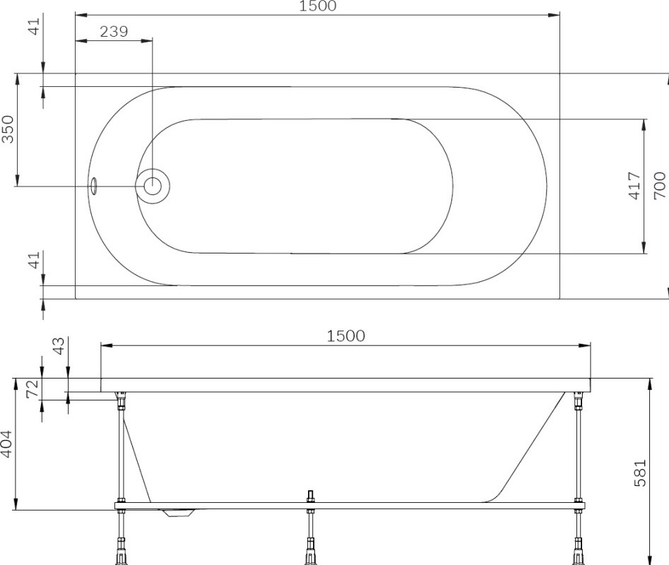 AM.PM X-Joy 150x70 (W94A-150-070W-A1) Габаритні розміри