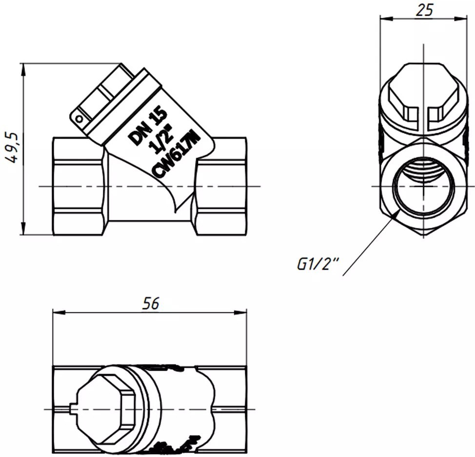 Fado New 1/2" (F1) Габаритные размеры