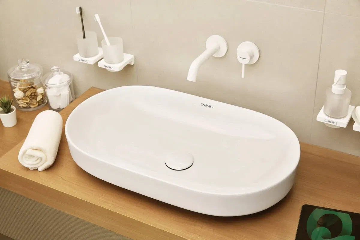 Внешняя часть смесителя для раковины Hansgrohe Tecturis S 165 Matt White 73350700 цена 16692 грн - фотография 2