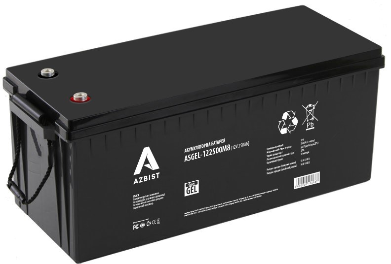 Цена аккумулятор Azbist Super GEL ASGEL-122500M8, Black Case, 12V 250Ah в Кривом Роге