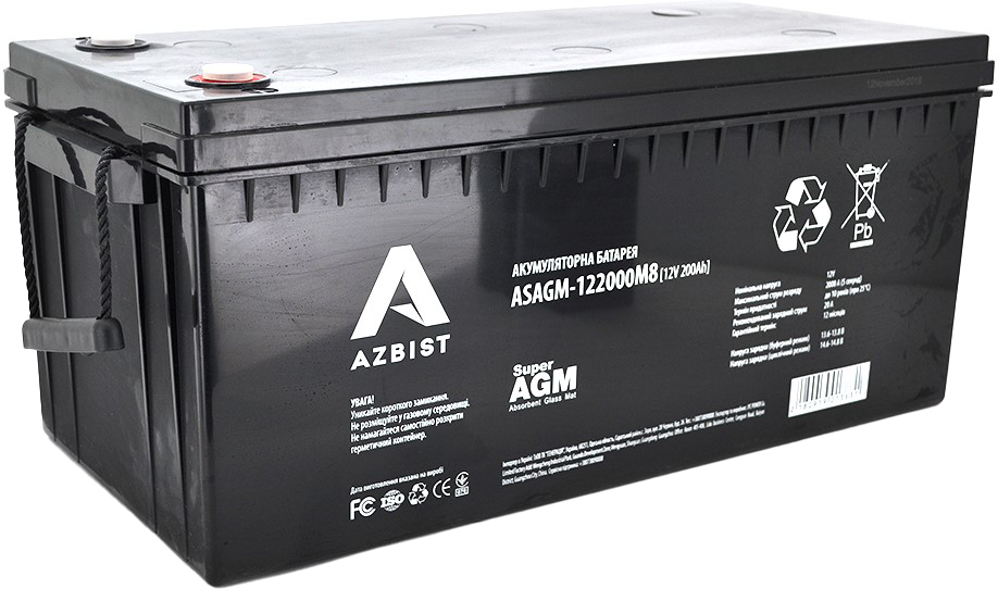 Характеристики аккумулятор Azbist Super AGM ASAGM-122000M8, Black Case, 12V 200Ah