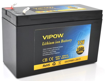 Акумулятор Vipow 12V 10Ah Li-ion (VP-12100LI)