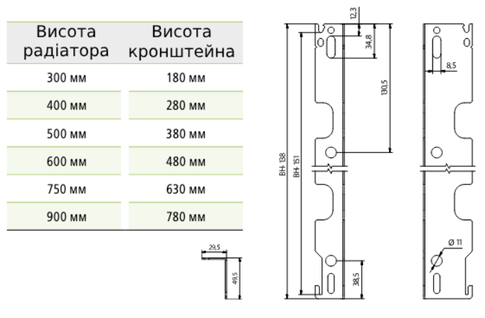 Настінний кронштейн Kermi для радіатора h=300 мм (ZB02600009) ціна 133 грн - фотографія 2