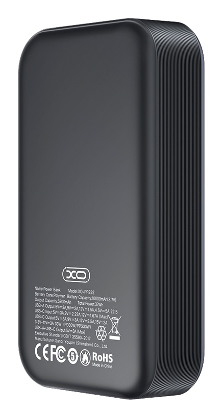 в продаже Повербанк XO PR232 - 10000 mAh PD30W + PPS33W (Black) - фото 3