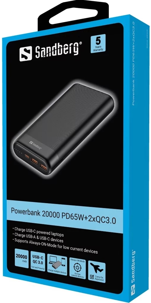 продаём Sandberg 20000mAh PD 65W Black (420-62) в Украине - фото 4