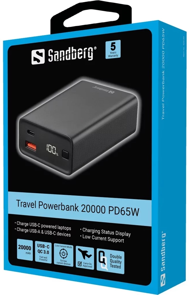 в продаже Повербанк Sandberg Travel Powerbank 20000mAh PD 65W Black (420-95) - фото 3