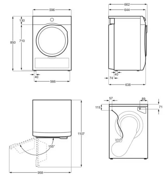 Electrolux EW6D171YU Габаритные размеры