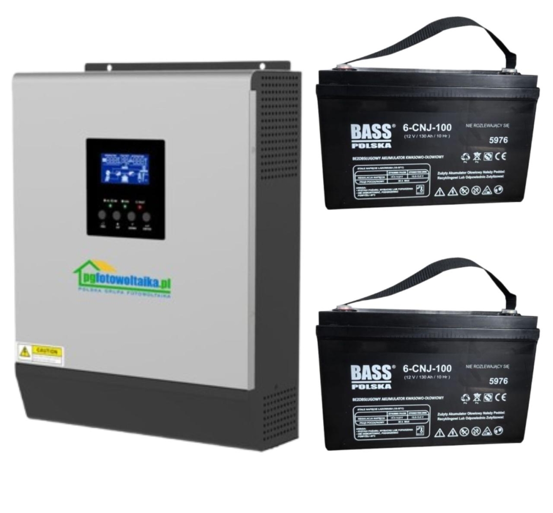PGFotowoltaika Off-Grid PWM3KW50A PWM 3 KW + WiFi + акумулятор Bass Polska AGM BP-5976 (x2)
