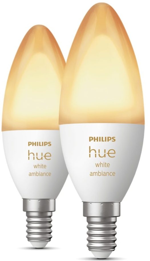 Розумна лампа Philips Hue E14, 5.2W(40Вт), 2200K-6500K, Tunable white, ZigBee, Bluetooth, дим, 2шт (929002294404) ціна 3222 грн - фотографія 2