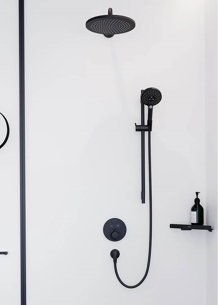 Верхній душ Hansgrohe Raindance S 240 Showerpipe PowderRain 1jet Matt Black 27623670 ціна 31889 грн - фотографія 2