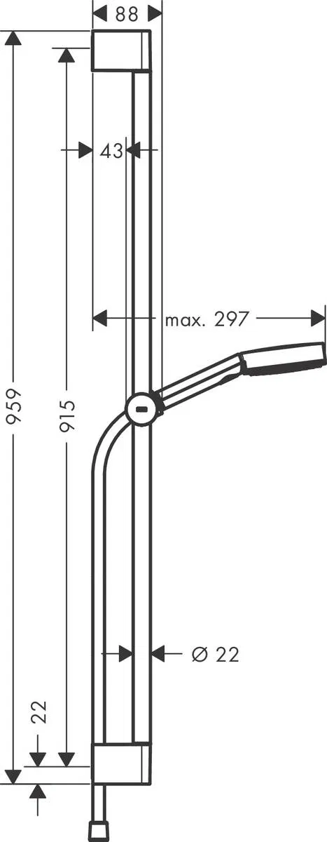 Hansgrohe Pulsify Select Relaxation 105 Matt White 24171700 Габаритные размеры