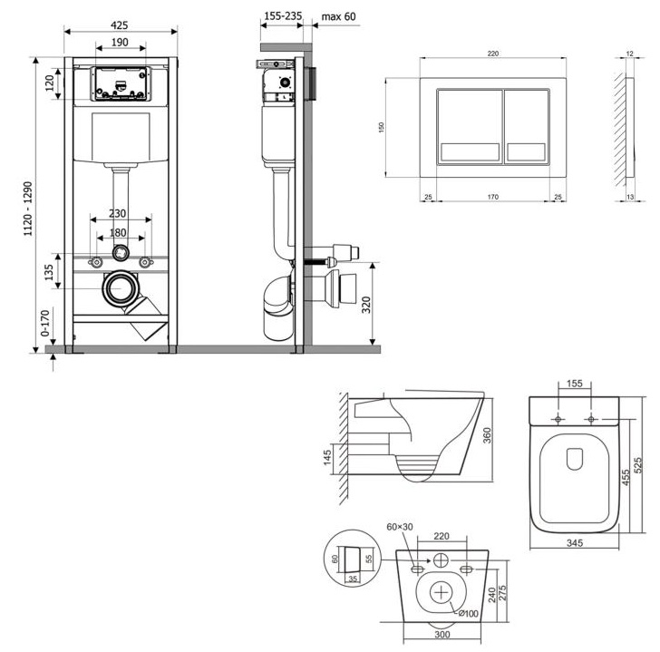 Q-tap Nest QT17332303AW47506 Габаритні розміри