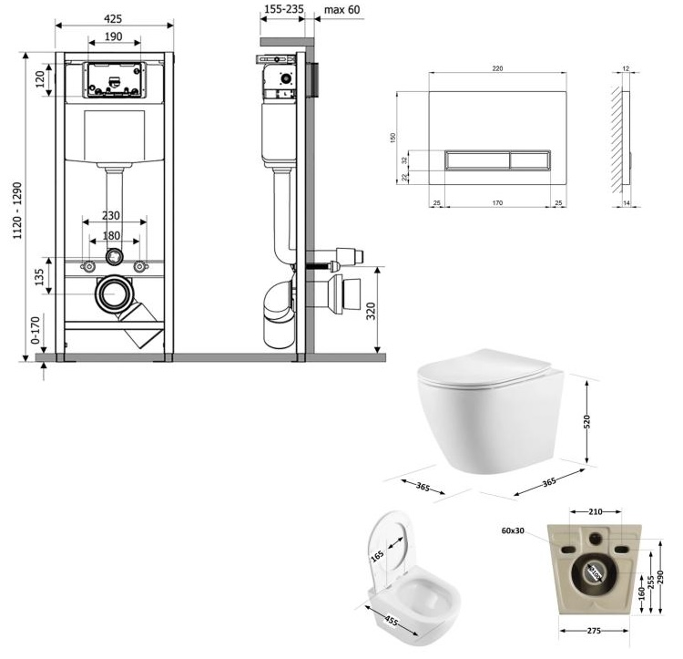 Q-tap Nest QT13332381AW47503 Габаритные размеры