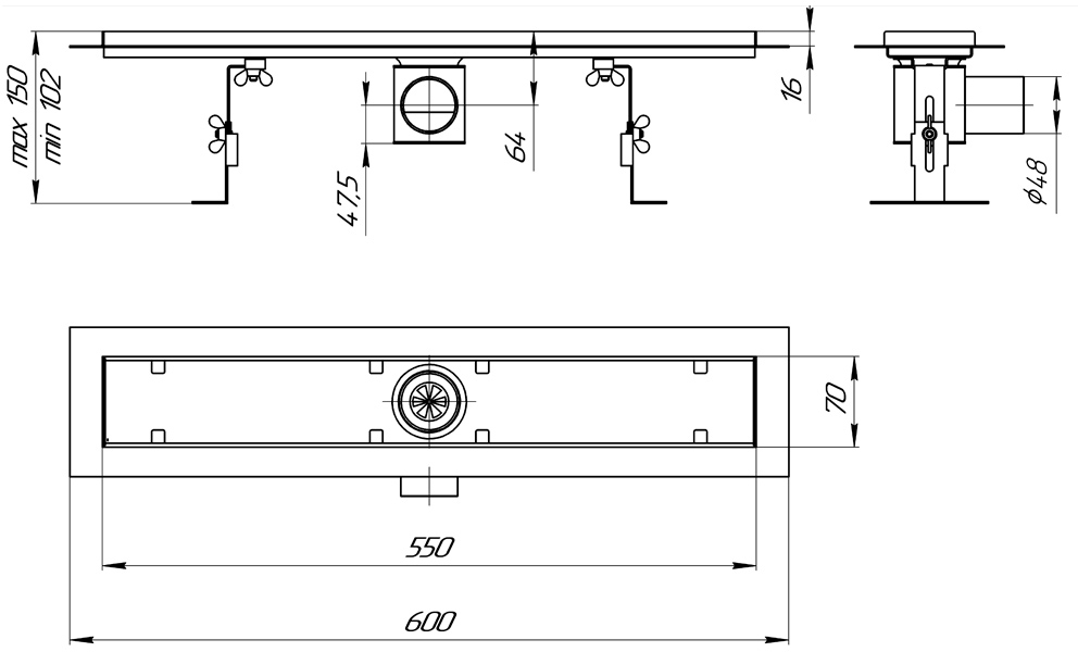 Rhein Piano 550 (70124419) Габаритные размеры