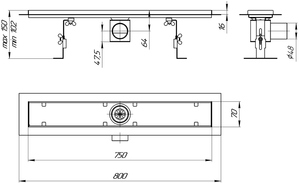 Rhein Piano 750 (70124421) Габаритные размеры