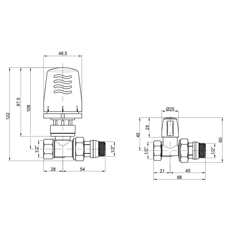 Icma 1/2" с антипротечкой прямой №KIT_1100+775-940+815-940 Габаритные размеры