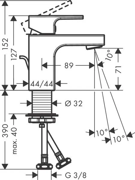 Hansgrohe Vernis Shape 70 Matt Black 71560670 Габаритні розміри