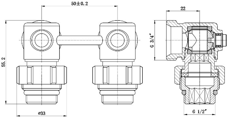 SD Forte 3/4"х1/2" SF250W15 Габаритні розміри