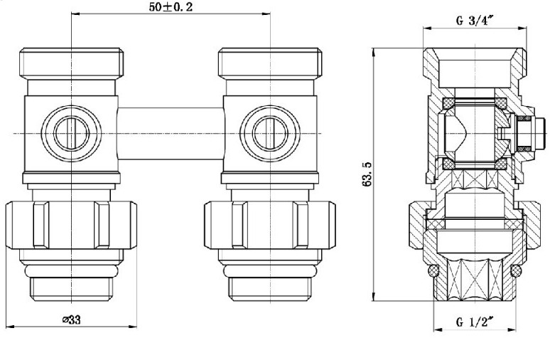 SD Forte 3/4"х1/2" SF251W15 Габаритні розміри