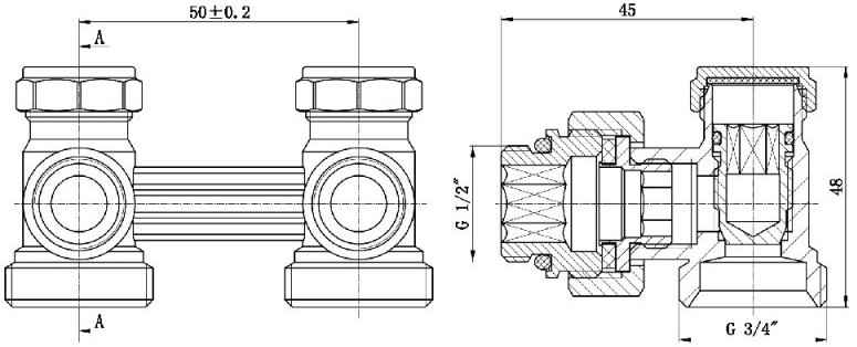 SD Forte 3/4"х1/2" SF252W15 Габаритні розміри