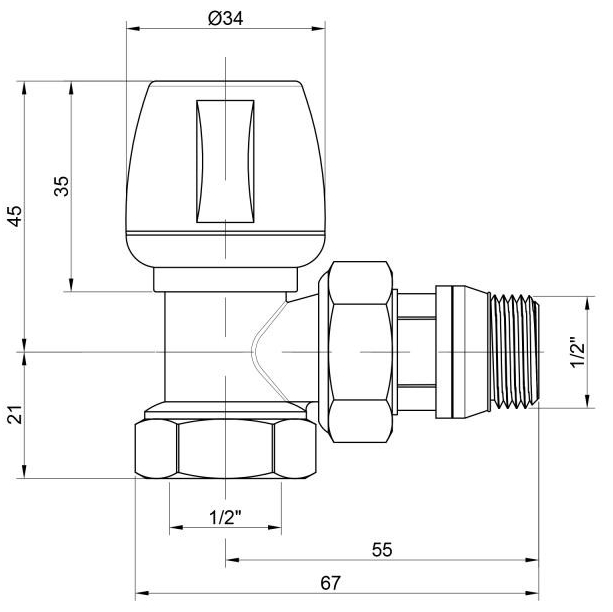 Icma 1/2" №803+940 (82803AD06940) Габаритные размеры