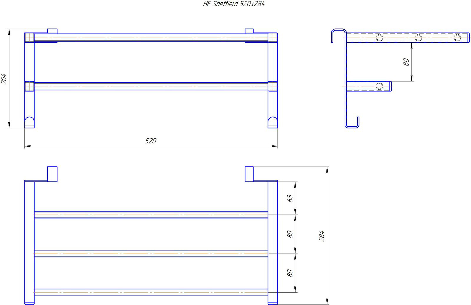 Hygge Family Sheffield 520x284 white matt (3.0.1102.13.WM) Габаритні розміри