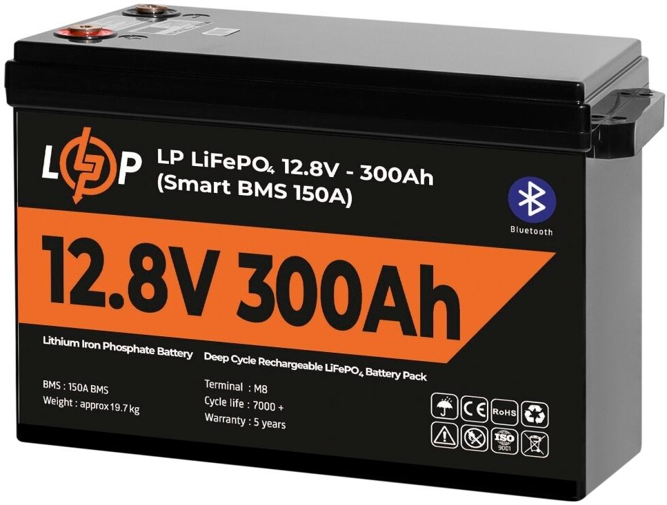 Аккумулятор литий-железо-фосфатный LogicPower LiFePO4 12,8V - 300 Ah (3840Wh) (Smart BMS 200А) с BT пластик (30383) цена 38903 грн - фотография 2