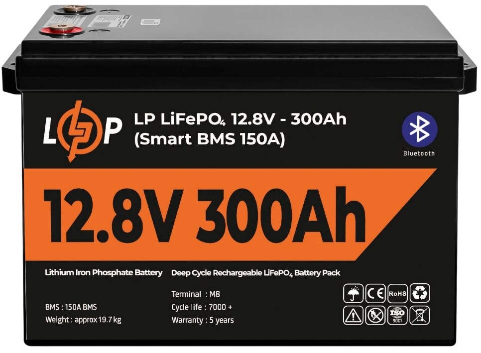 Цена аккумулятор литий-железо-фосфатный LogicPower LiFePO4 12,8V - 300 Ah (3840Wh) (Smart BMS 200А) с BT пластик (30383) в Запорожье