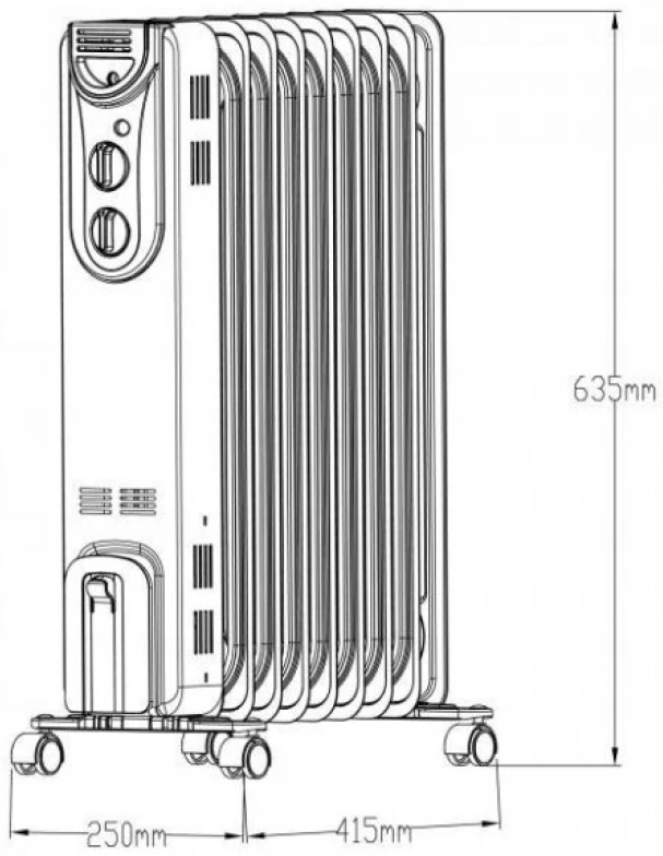 Cybele CYBL20-9 2000W (9 секцій) Габаритні розміри