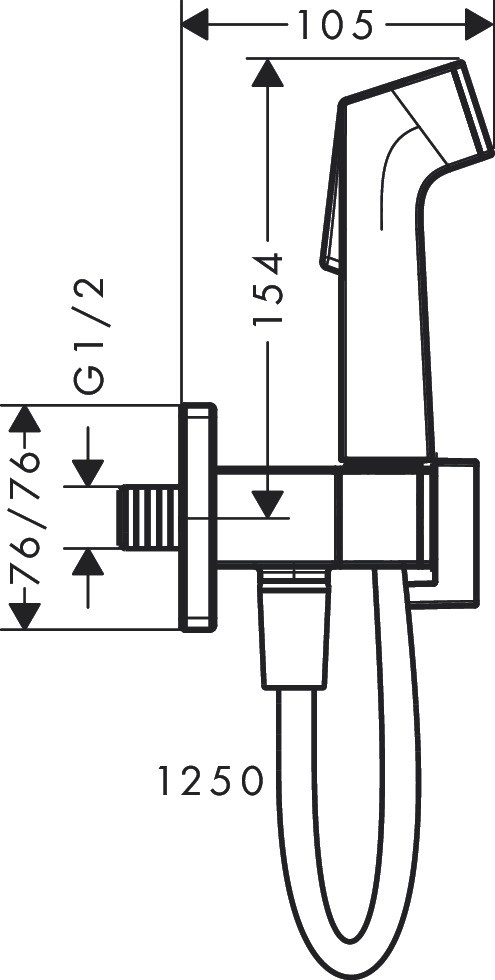 Hansgrohe Bidette 1jet E 29231670 Габаритні розміри