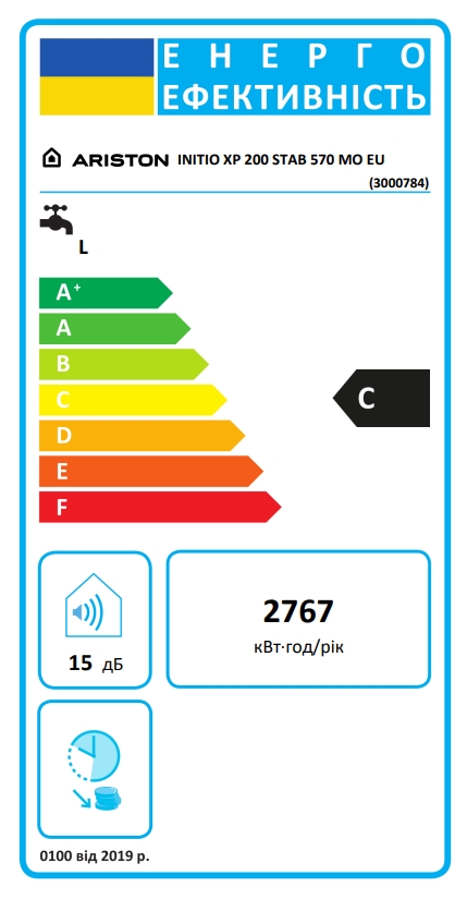 Ariston INITIO XP 200 STAB 570 MO EU (3000784) Энергетическая маркировка