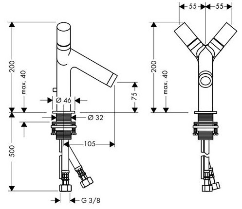 Hansgrohe Axor Starck 10030000 Габаритні розміри