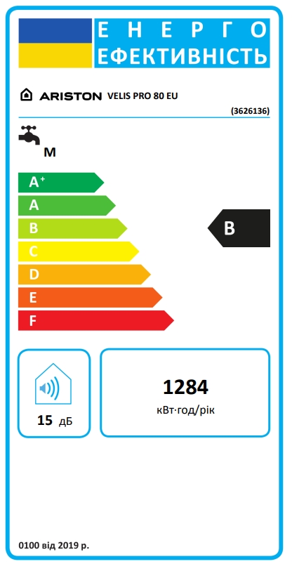 Ariston Velis Pro 80 EU (3626136) Енергетичне маркування